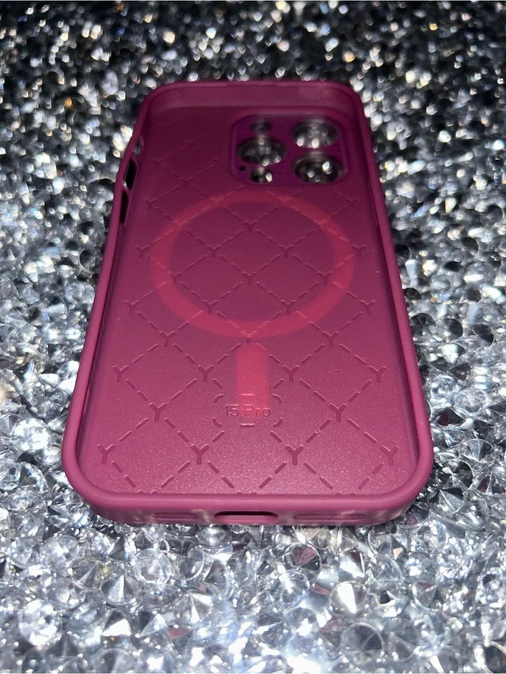 iPhone 15 pro Magenta Wireless Charging Compatible Phone Case